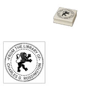 紋章のライオンが立つ丸い図書館の本の名前 ラバースタンプ (押印)