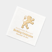 紋章のライオンが立つ誕生日パーティー名前日 箔ナプキン (左)