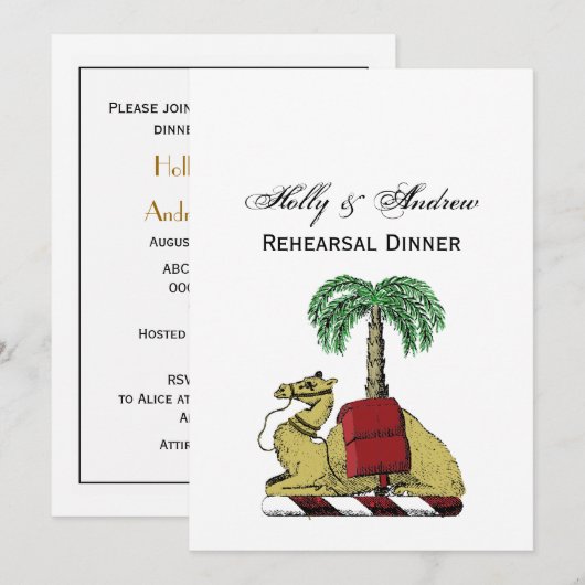 紋章のラクダヤシの木カラーの紋章 招待状 (正面/裏面)