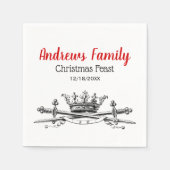 紋章の王冠が剣を交差するサーベルクリスマスクリスマス スタンダードカクテルナプキン (正面)