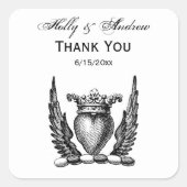 紋章の翼コートを持つ紋章ハート スクエアシール (正面)