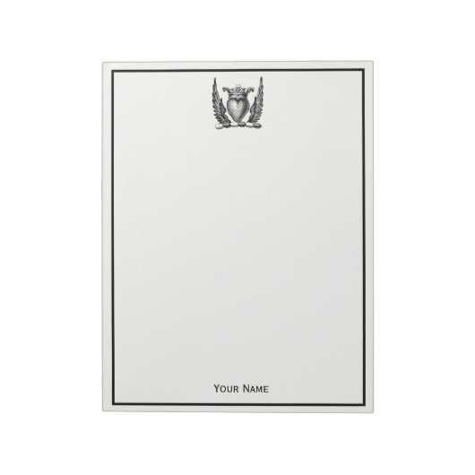 紋章の翼コートを持つ紋章ハート ノートパッド (回転)