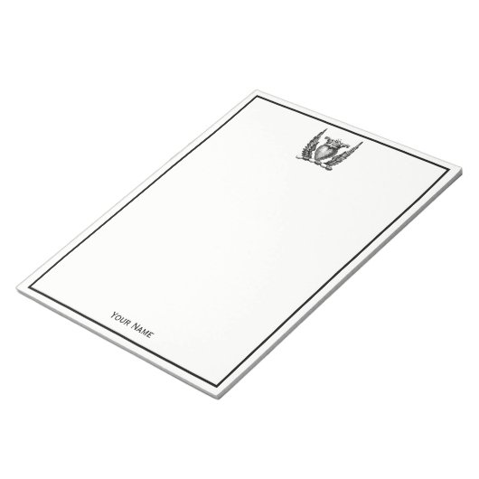 紋章の翼コートを持つ紋章ハート ノートパッド (アングル)