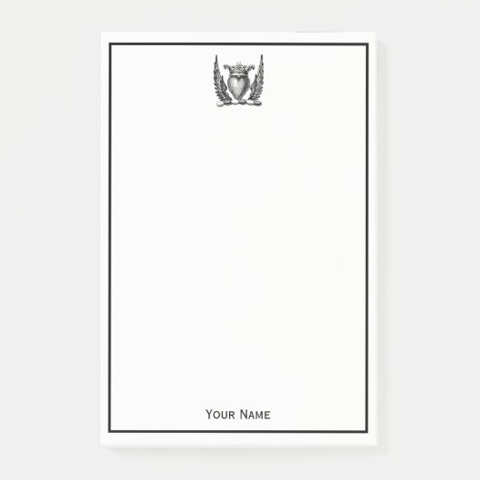 紋章の翼コートを持つ紋章ハート ポストイット (正面)