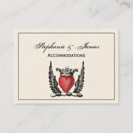 紋章の翼コートを持つ紋章ハート 名刺 (正面)