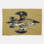 (紋章の)フラ・ダ・リきらきら光る・白黒・金ゴールド・タオル キッチンタオル (横)