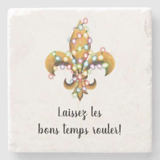 （紋章の）フラ・ダ・リとクリスマスライト ストーンコースター (正面)