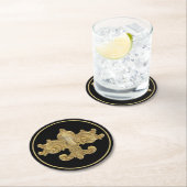 (紋章の)フラ・ダ・リのアンティークの金ゴールド ラウンドペーパーコースター (インサイチュ)