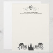 （紋章の）フラ・ダ・リのニュー・オーリンズファンシーな場面 レターヘッド (正面/裏面)