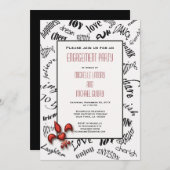 (紋章の)フラ・ダ・リのハートフェルト式パーティー 招待状 (正面/裏面)