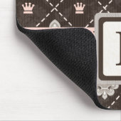 (紋章の)フラ・ダ・リのモノグラムのマウスパッドのピンクのリボン マウスパッド (コーナー)