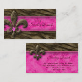 （紋章の）フラ・ダ・リの名刺のジュエリーのピンクのシマウマ 名刺 (正面/裏面)