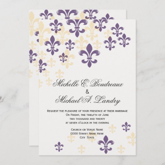 (紋章の)フラ・ダ・リの滝の非公式の結婚式1 招待状 (正面/裏面)