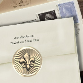 （紋章の）フラ・ダ・リの金ゴールド背景 ラウンドシール