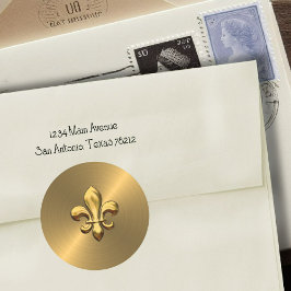 （紋章の）フラ・ダ・リの金ゴールド背景 ラウンドシール