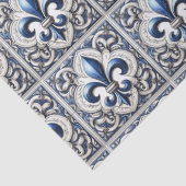 （紋章の）フラ・ダ・リの青と白のタイルパターンの切り離し 薄葉紙 (詳細)