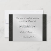 （紋章の）フラ・ダ・リの黒い革RSVP応答の招待状 出欠カード (裏面)