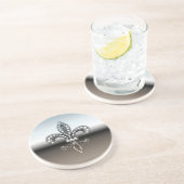 (紋章の)フラ・ダ・リのFlorニュー・オーリンズの銀製の黒 コースター (側面)