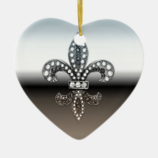 （紋章の）フラ・ダ・リのFlorニュー・オーリンズの銀製の黒 セラミックオーナメント (正面)