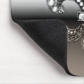 （紋章の）フラ・ダ・リのFlorニュー・オーリンズの銀製の黒 マウスパッド (コーナー)