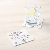 (紋章の)フラ・ダ・リカスケードパープルイエローコースター スクエアペーパーコースター (インサイチュ)