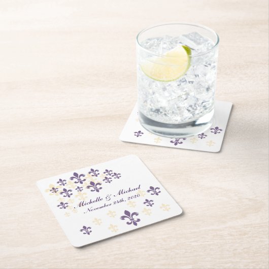 （紋章の）フラ・ダ・リカスケードパープルイエローコースター スクエアペーパーコースター (インサイチュ)