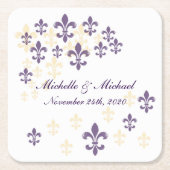 (紋章の)フラ・ダ・リカスケードパープルイエローコースター スクエアペーパーコースター (正面)