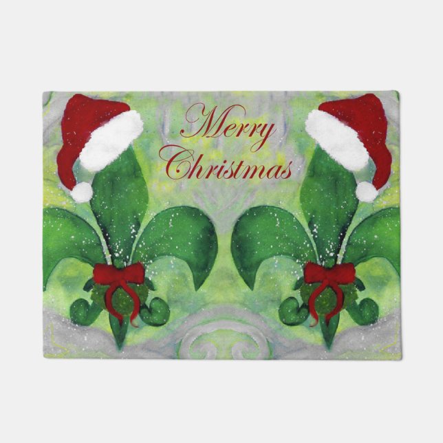 （紋章の）フラ・ダ・リクリスマスの休日のラグの模様 ドアマット (正面)