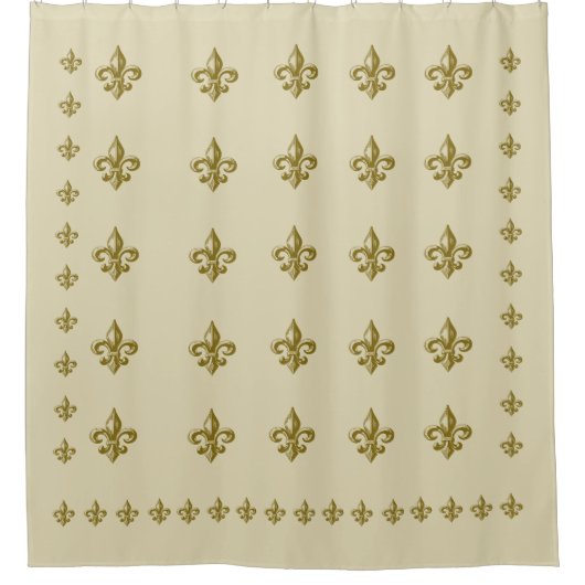 (紋章の)フラ・ダ・リシャワーカーテンオフ白い黄色の金ゴールド シャワーカーテン (正面)