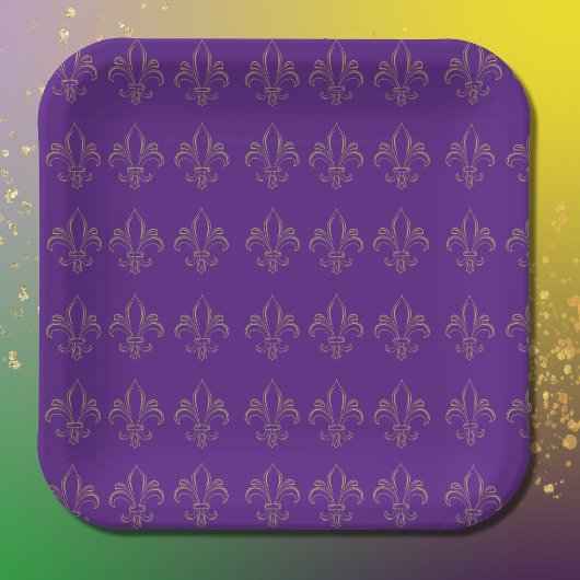 （紋章の）フラ・ダ・リシンプルパエレガントープルと金ゴールド ペーパープレート