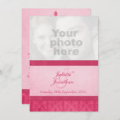 (紋章の)フラ・ダ・リスタイルピンク写真結婚式招待状 招待状 (正面/裏面)