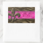 （紋章の）フラ・ダ・リステッカーブラウンピンクゼブラジュエリー 長方形シール (バッグ)