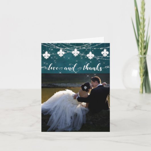 （紋章の）フラ・ダ・リティール（緑がかった色）灯 |写真ハートの愛と サンキューカード (正面)