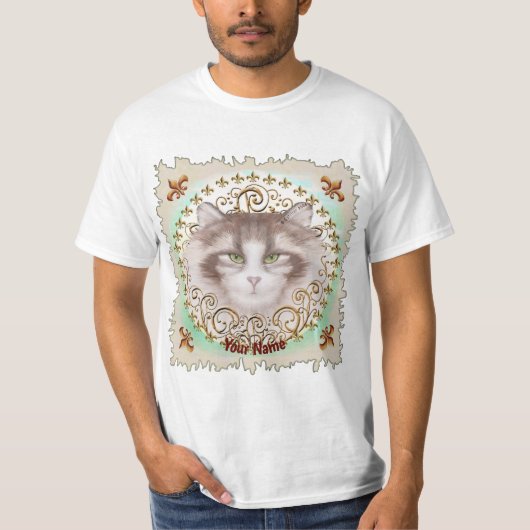(紋章の)フラ・ダ・リノルウェーの森の猫 Tシャツ (正面)
