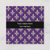 (紋章の)フラ・ダ・リパターフランスのン王室の、クリーム、紫 スクエア名刺 (裏面)