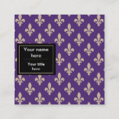 (紋章の)フラ・ダ・リパターフランスのン王室の、クリーム、紫 スクエア名刺 (裏面)