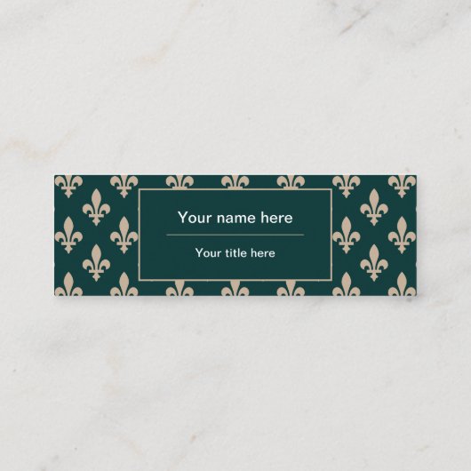 (紋章の)フラ・ダ・リパターフランスのン王室の、クリーム、緑 スキニー名刺 (裏面)