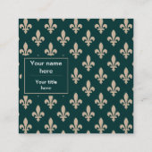 （紋章の）フラ・ダ・リパターフランスのン王室の、クリーム、緑 スクエア名刺 (裏面)