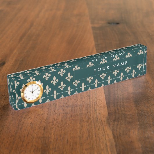 （紋章の）フラ・ダ・リパターフランスのン王室の、クリーム、緑 デスクネームプレート (側面)