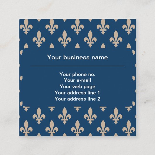 (紋章の)フラ・ダ・リパターフランスのン王室の、クリーム、青 スクエア名刺 (正面)