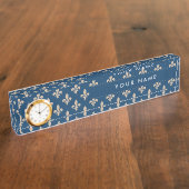 (紋章の)フラ・ダ・リパターフランスのン王室の、クリーム、青 デスクネームプレート (側面)