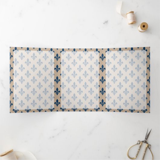 (紋章の)フラ・ダ・リパターフランスのン王室の,, Navy Blue 三つ折りカード (内部)