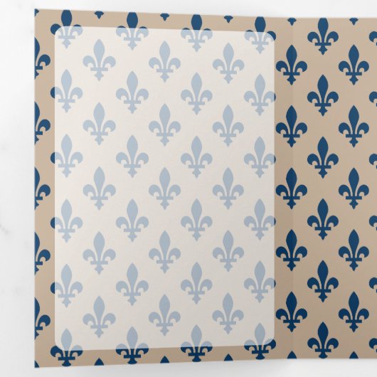 (紋章の)フラ・ダ・リパターフランスのン王室の,, Navy Blue 三つ折りカード (内部最初)