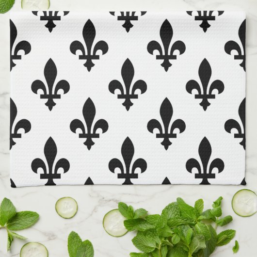 (紋章の)フラ・ダ・リパター王室のン、白フランスの色(黒) キッチンタオル (折り畳み)