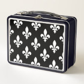 （紋章の）フラ・ダ・リパター王室のン、白（黒） メタルランチボックス (正面)