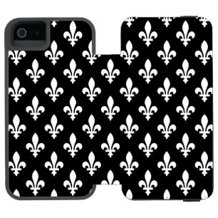 （紋章の）フラ・ダ・リパター王室のン、白（黒） iPhone SE/5/5sウォレットケース