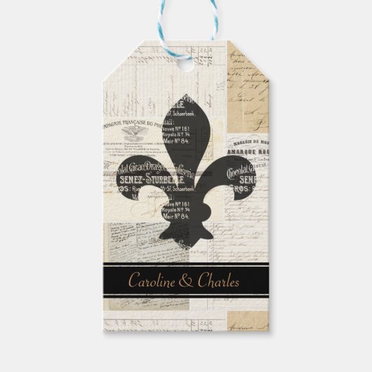 （紋章の）フラ・ダ・リフランスのヴィンテージ結婚ギフトラベル ギフトタグ (正面)