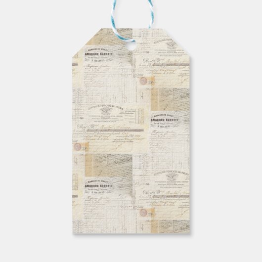 （紋章の）フラ・ダ・リフランスのヴィンテージ結婚ギフトラベル ギフトタグ (裏面)