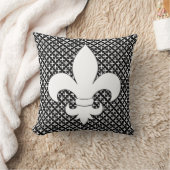 (紋章の)フラ・ダ・リフランスの白黒パターン クッション (ブランケット)