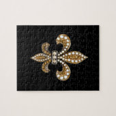 （紋章の）フラ・ダ・リフロールニューオーリンズカスタマイズ金ゴールド ジグソーパズル (横)